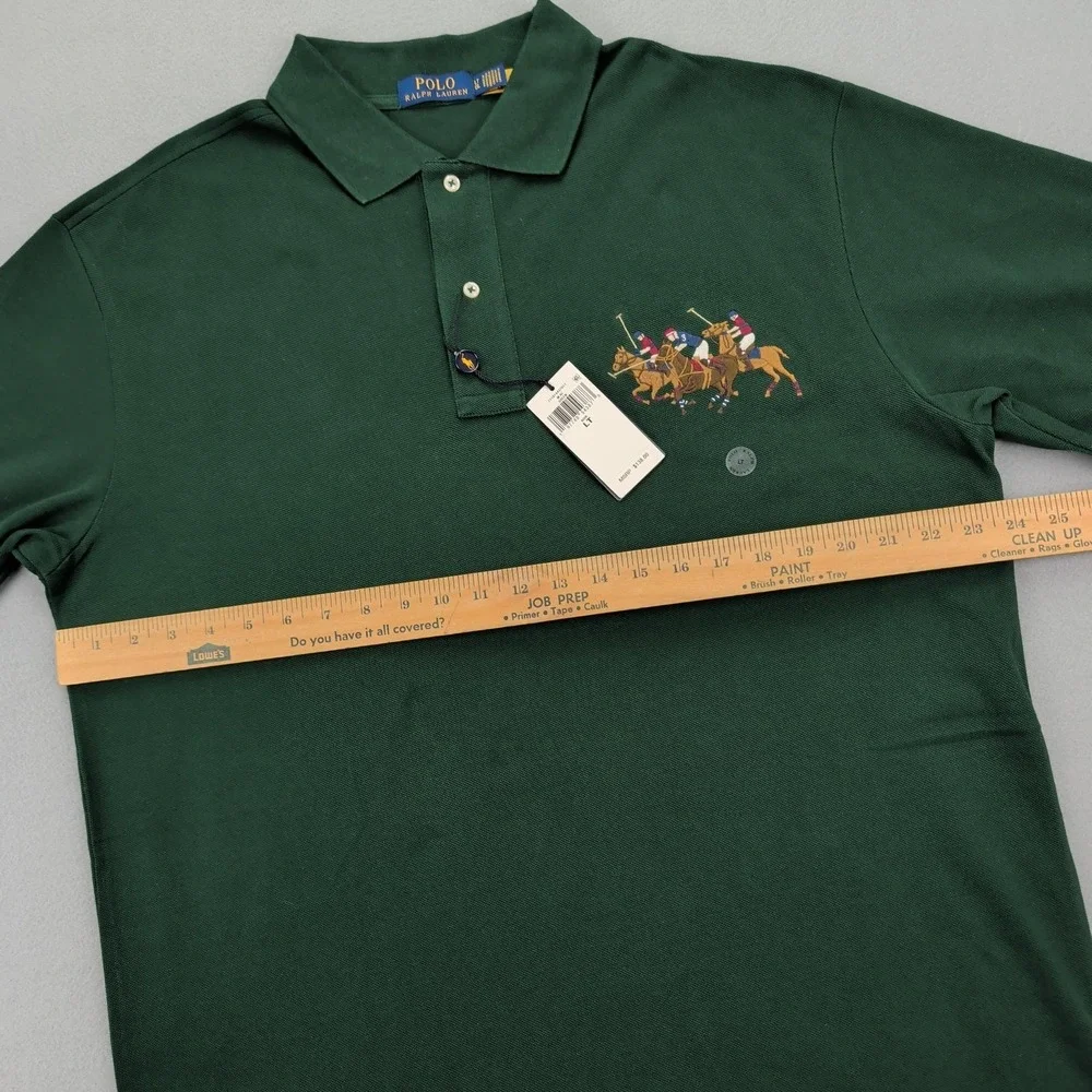 Polo Ralph Lauren‎ Polo Shirt Mens LT Tall Green Pique Polo Match 3 Triple Pony